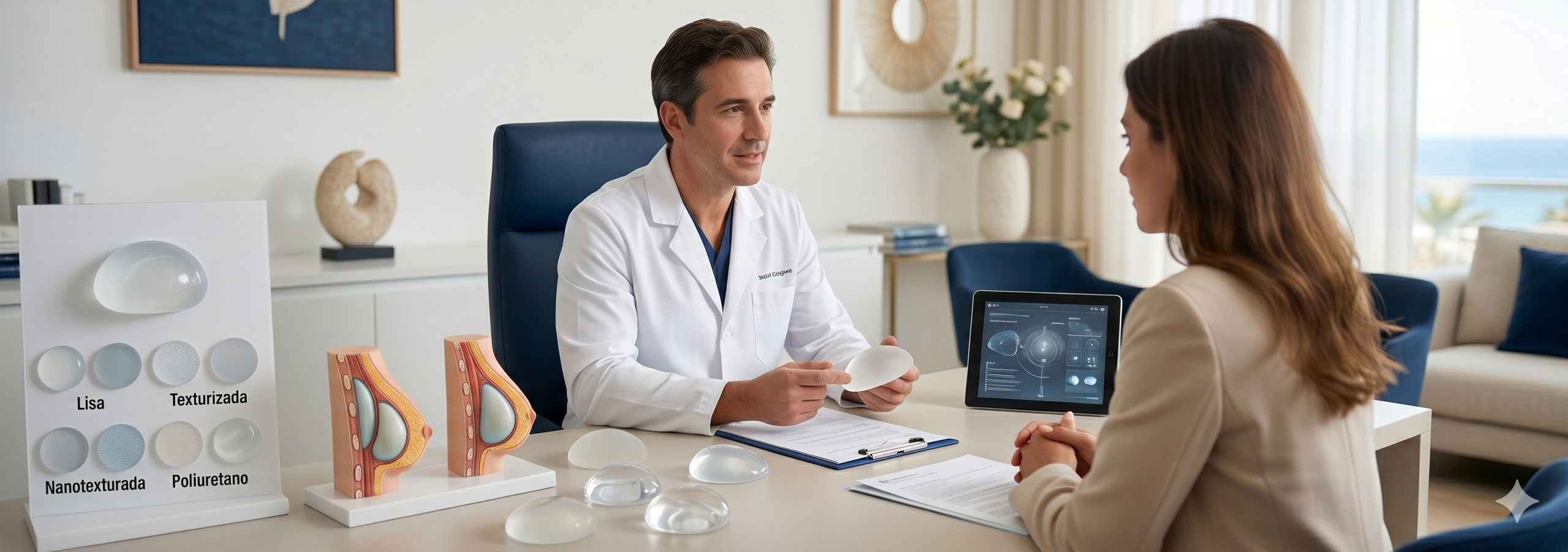 Médicos especialistas revisando documentación clínica en consulta de cirugía plástica en Mallorca Medical Group