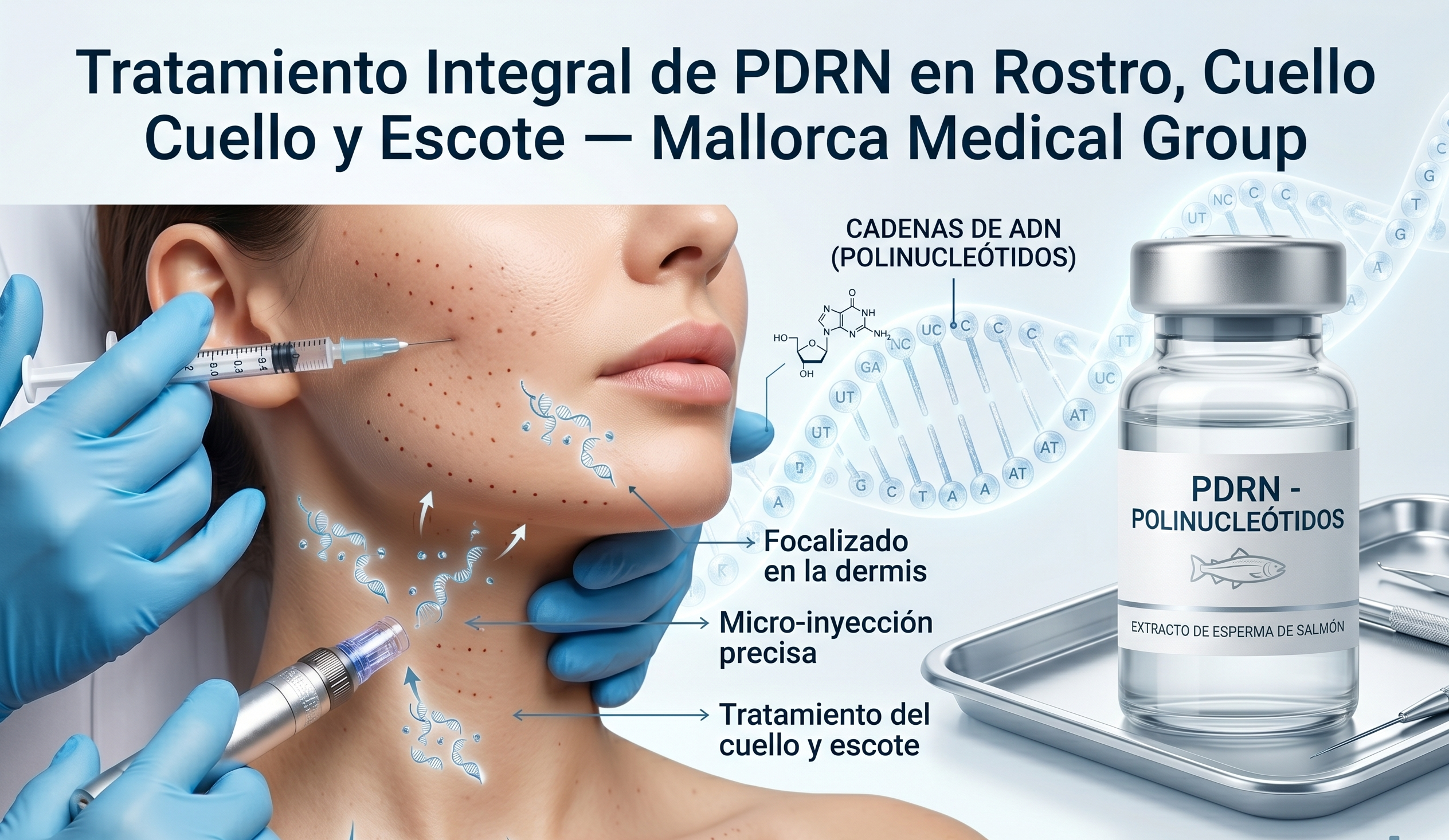 Tratamiento con polinucleótidos en Mallorca para mejorar la calidad de la piel mediante bioestimulación facial con ADN de salmón