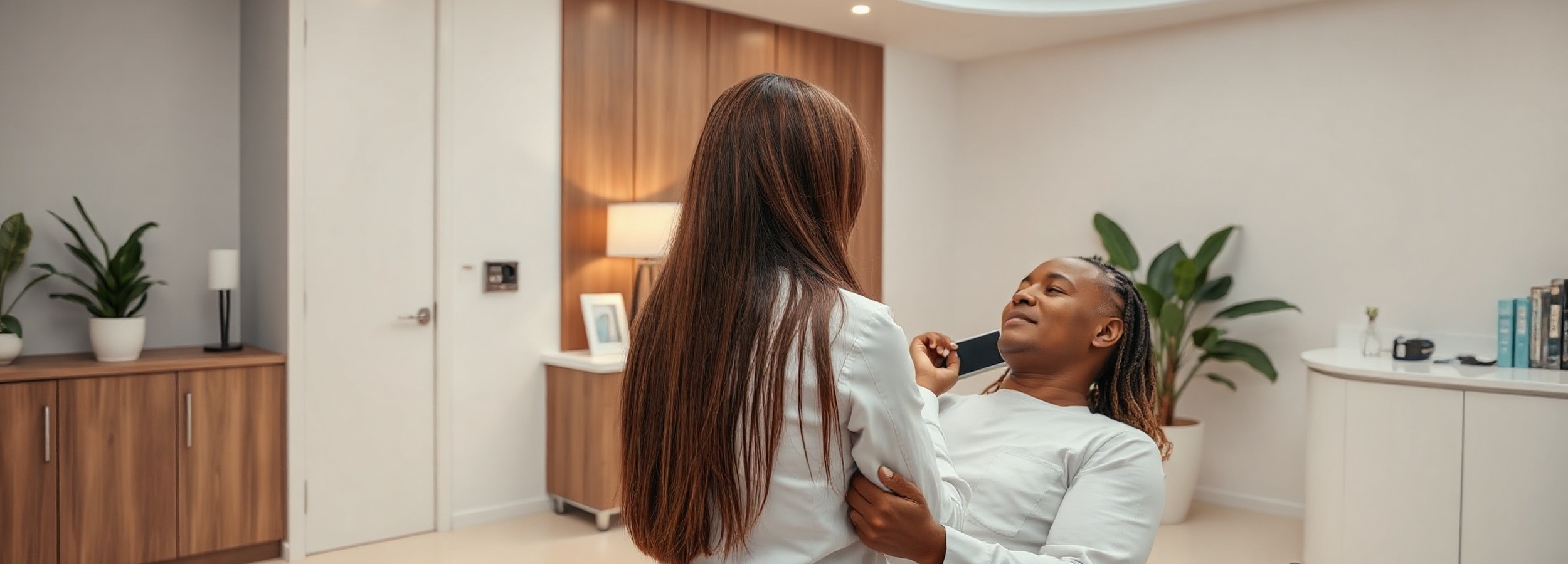 Consulta médica en clínica de cirugía plástica en Mallorca, ambiente clínico premium y luminoso